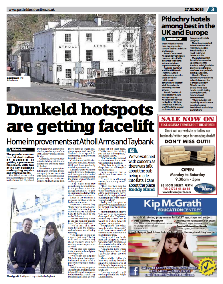 Atholl Arms Hotel in the Perthshire Advertiser