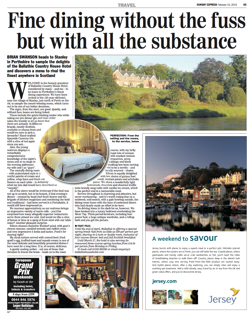 Ballathie House in the Sunday Express