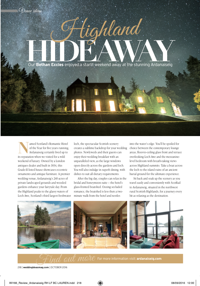 Ardanaiseig in Wedding Ideas magazine